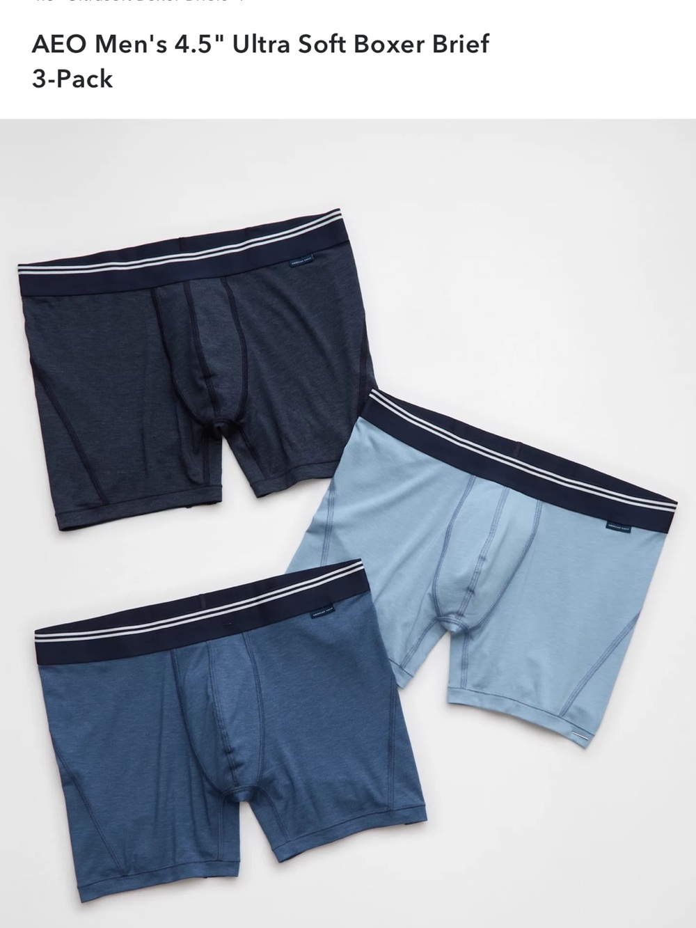 AEO Men's 4.5" Ultra Soft Boxer Brief 3-Pack Men’s Large NEW